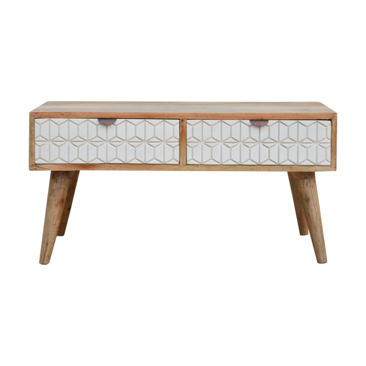 IN449 - Sleek White Carved Coffee Table-IN449-