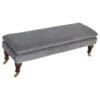 Bench on Wheels Upholstered Grey Velvet