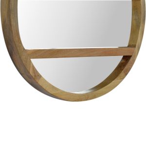 IN494 - Wooden Round Mirror with 1 Shelf-IN494