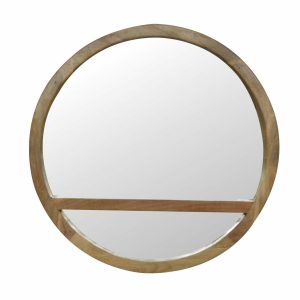 IN494 - Wooden Round Mirror with 1 Shelf-IN494-