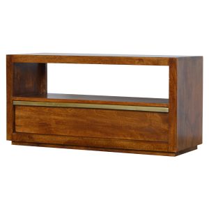 IN509 - Chestnut Media Unit with Gold Bar-