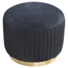 IN519 - Black Cotton Velvet Pleated Footstool with Gold Base-