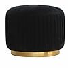 IN519 - Black Cotton Velvet Pleated Footstool with Gold Base-IN519-