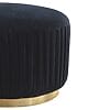 IN519 - Black Cotton Velvet Pleated Footstool with Gold Base-IN519