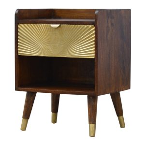 IN533 - Sunrise Carving Bedside Table-IN533