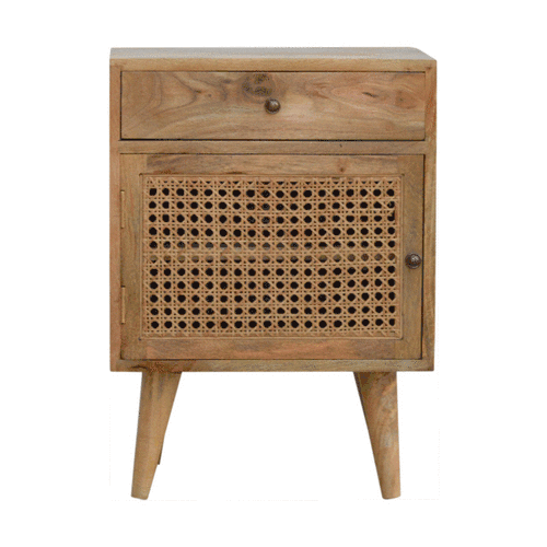 Oak-ish Finish Bedside with Ratten Door