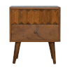 Solid Wood Bedside with Carved Drawer Front