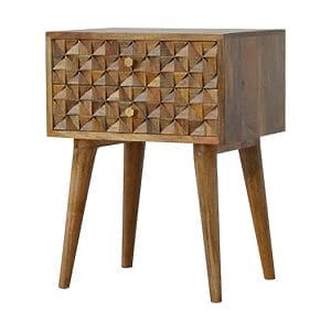 IN723 - Diamond Carved Bedside with 2 Drawers-