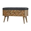 IN735 - Diamond Carved Grey Tweed Storage Bench-