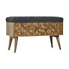 IN735 - Diamond Carved Grey Tweed Storage Bench-IN735