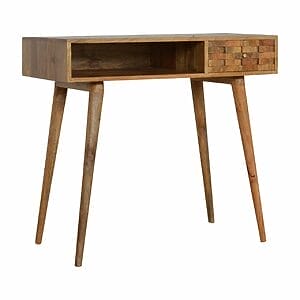 IN744 - Tile Carved Writing Desk with Open Slot-