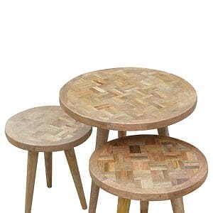 IN760 - Set of 3 Nesting Tables with Patchwork Patterned Tops-
