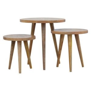 IN760 - Set of 3 Nesting Tables with Patchwork Patterned Tops-IN760
