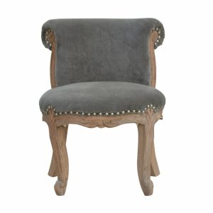 Petite French Chair In Grey Velvet