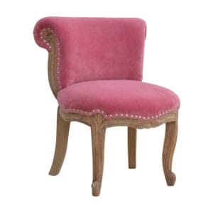 IN764 - Pink Velvet Studded Chair-