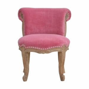 IN764 - Pink Velvet Studded Chair-IN764-