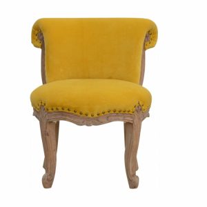 Mustard Velvet Studded Chair 50x50x64cm