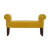 Bench In Mustard Velvet with Dark Walnut Feet