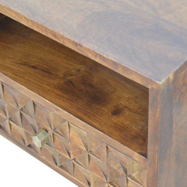 Chestnut Diamond Carved Media Unit with 2 Drawers