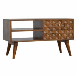 IN791 - Chestnut Diamond Carved Media Unit-