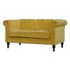 IN814 - Mustard Velvet 2 Seater Chesterfield Sofa-