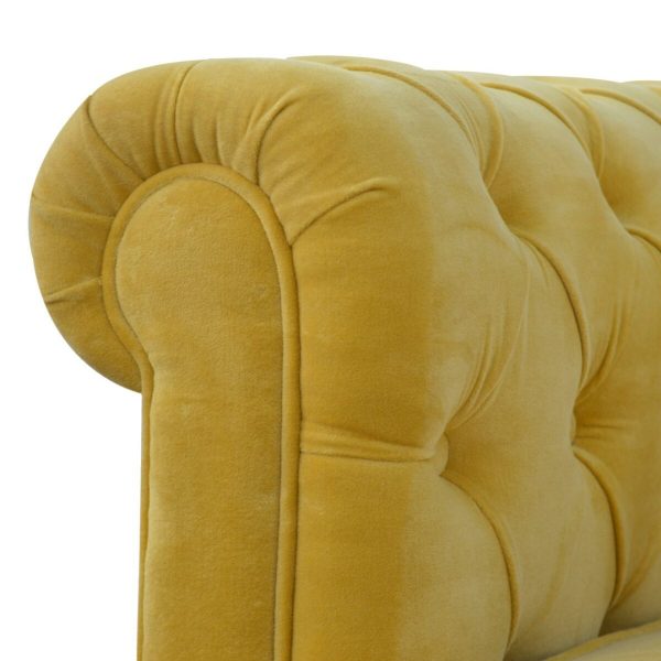 Mustard Velvet 2 Seater Chesterfield Sofa