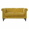 IN814 - Mustard Velvet 2 Seater Chesterfield Sofa-IN814-