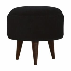 IN819 - Black Velvet Nordic Style Footstool-IN819-