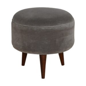 IN821 - Grey Velvet Nordic Style Footstool-