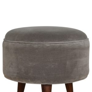 IN821 - Grey Velvet Nordic Style Footstool-IN821