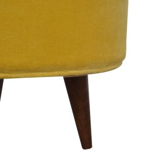 IN823 - Mustard Velvet Nordic Style Footstool-