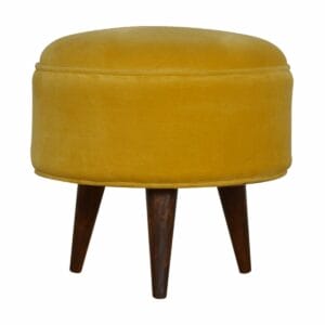 IN823 - Mustard Velvet Nordic Style Footstool-IN823-