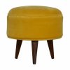 IN823 - Mustard Velvet Nordic Style Footstool-IN823-