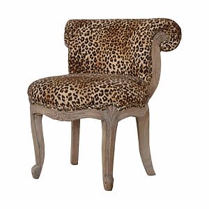 IN877- Leopard Print Studded Chair with Cabriole Legs-