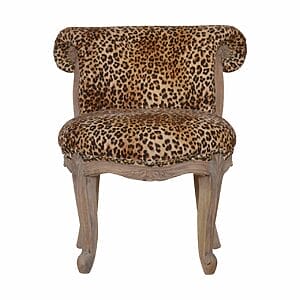 IN877- Leopard Print Studded Chair with Cabriole Legs-IN877-
