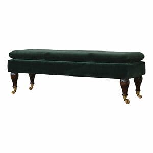 IN884-Green Velvet Storage Bench with Castor Legs-