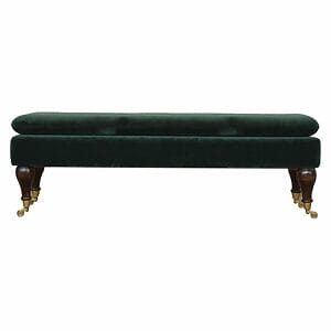 IN884-Green Velvet Storage Bench with Castor Legs-IN884-