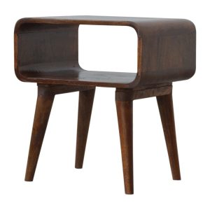 Curved Open Chestnut Bedside 35x45x50cm