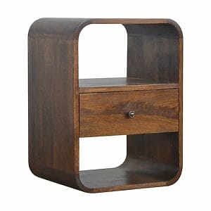IN891 -Chestnut Curved Edge Bedside-