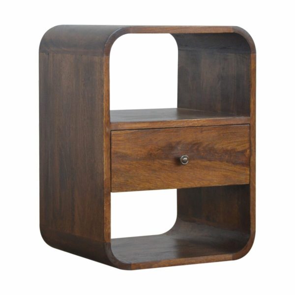 Chestnut Brown Curved Edge Bedside with Drawer