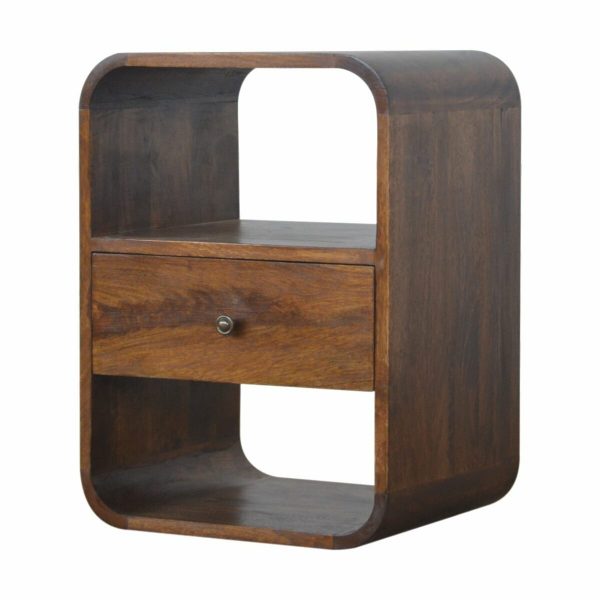 Chestnut Brown Curved Edge Bedside with Drawer