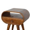 IN902 - Chestnut Circular Bedside with Open Slot-IN902