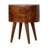 IN907 - Chestnut Rounded Bedside Table-