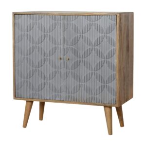 IN917 - Geometric Carved Grey Painted Cabinet-