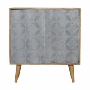 IN917 - Geometric Carved Grey Painted Cabinet-IN917-