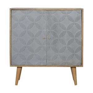 IN917 - Geometric Carved Grey Painted Cabinet-IN917-