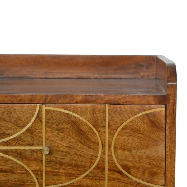 Chestnut Gold Inlay Abstract Bedside Mango Wood