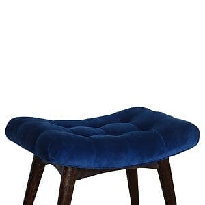 IN929 - Royal Blue Cotton Velvet Curved Bench-