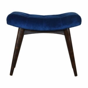 IN929 - Royal Blue Cotton Velvet Curved Bench-IN929-