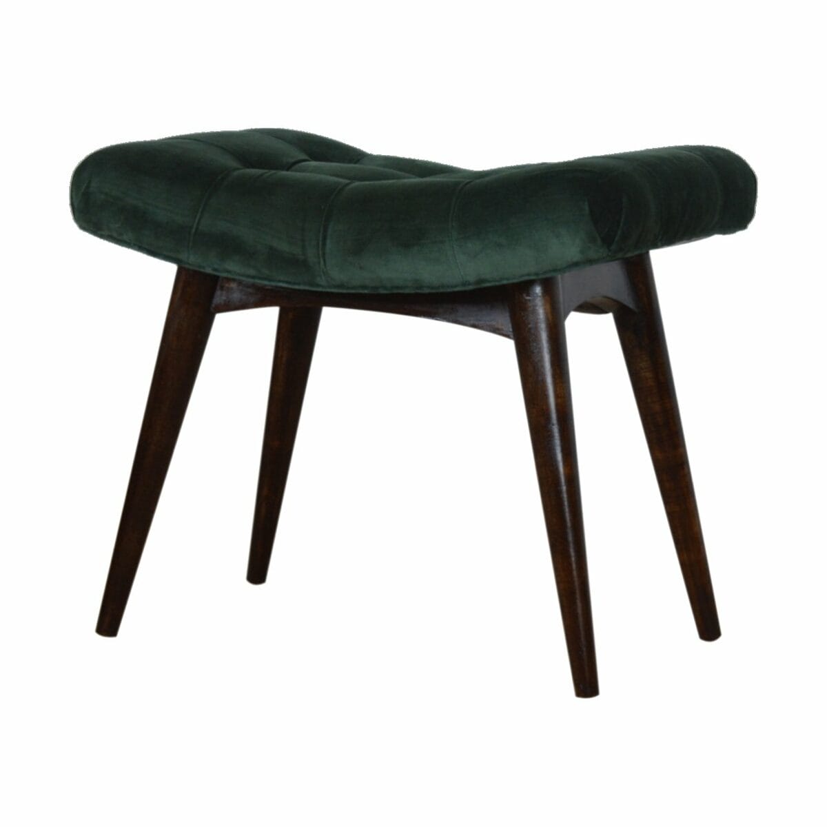 IN932 - Emerald Cotton Velvet Curved Bench-